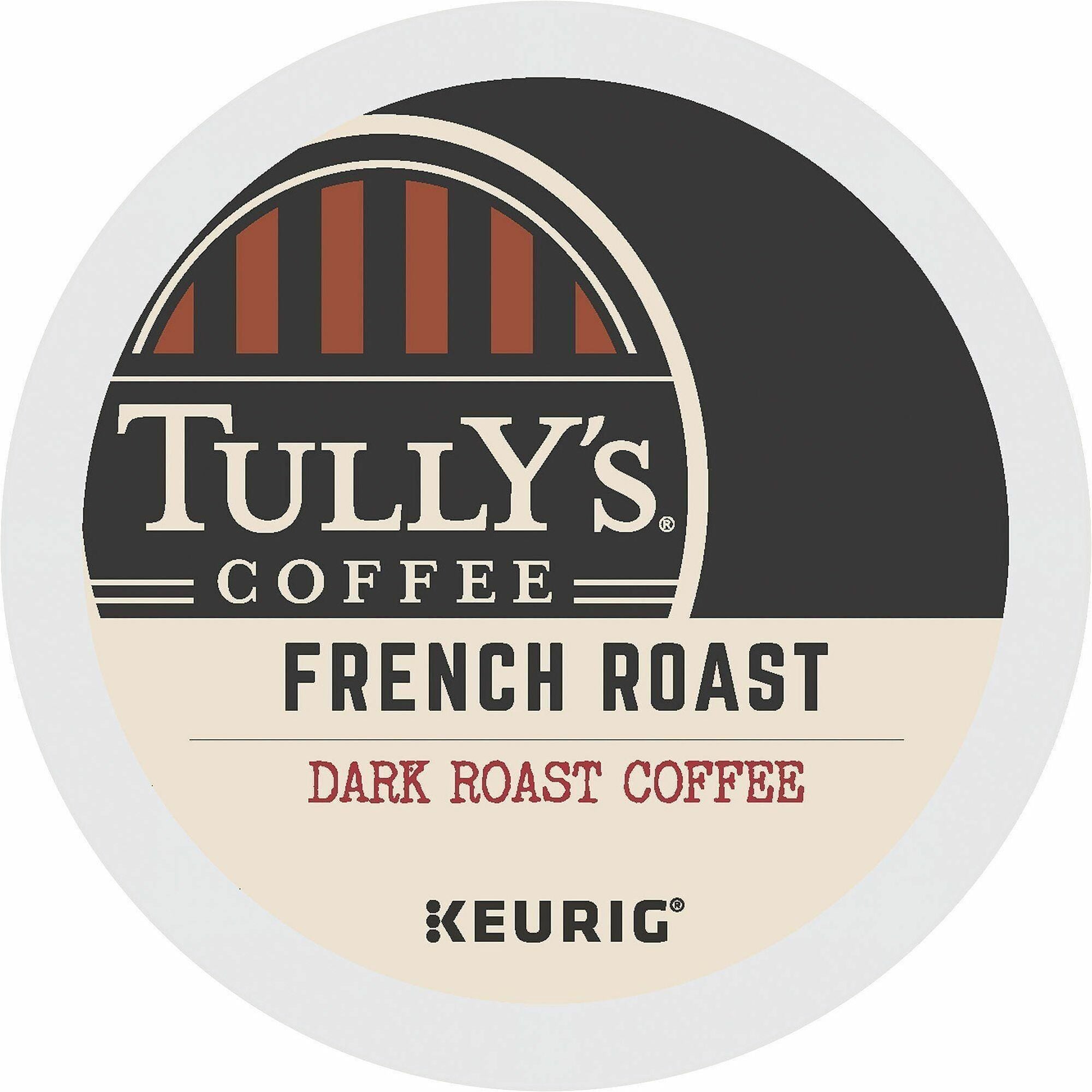 Tully's K-Cup French Roast Coffee - Compatible with Keurig K-Cup Brewer, Keurig Brewer - Dark - 24 K-Cup - K-Cup - French Roast - 4 / Carton