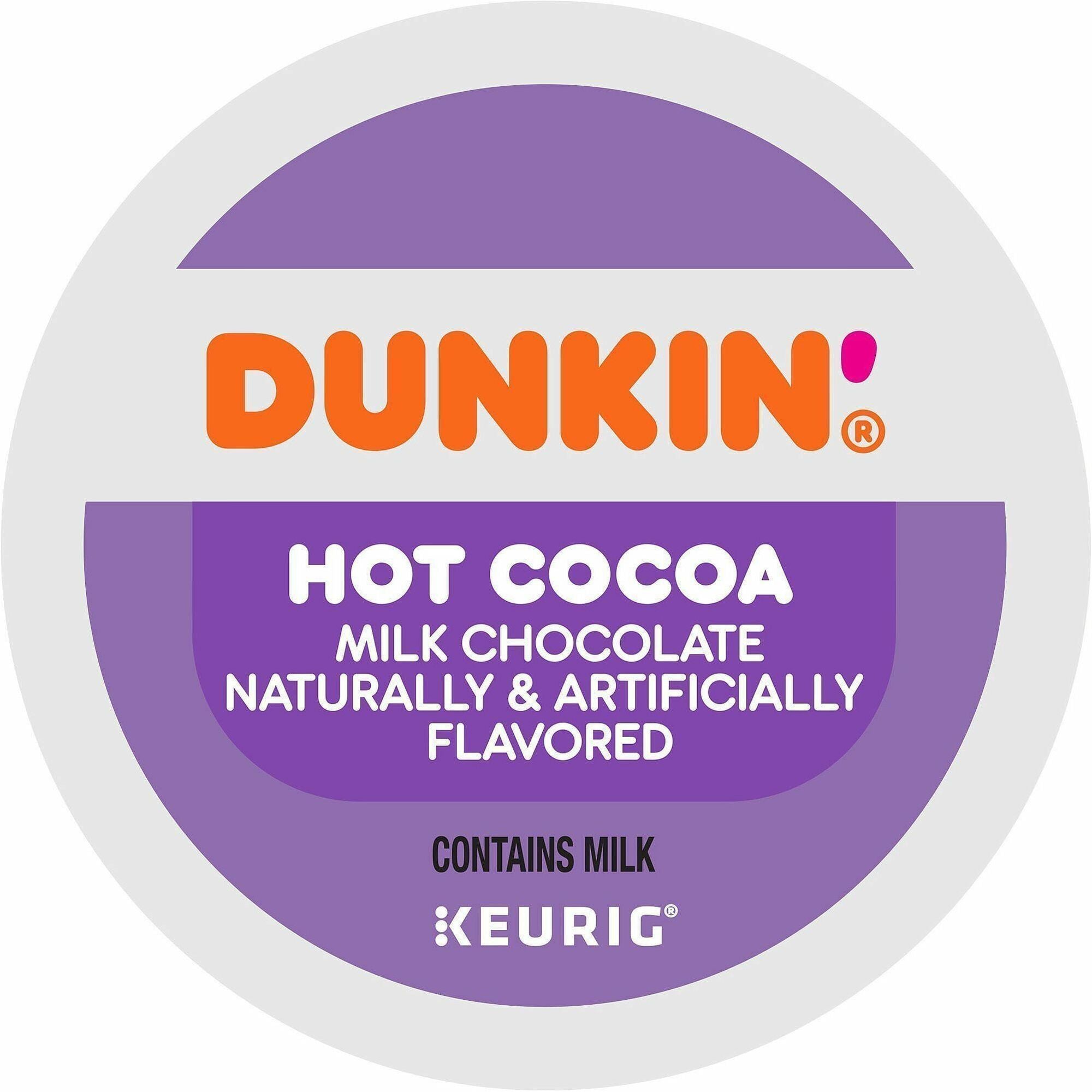 Dunkin'® K-Cup, Pod Milk Chocolate Hot Cocoa - Compatible with Keurig Brewer - 22 K-Cup - K-Cup, Pod - Milk Chocolate, Hot Cocoa - Kosher - 4 / Carton