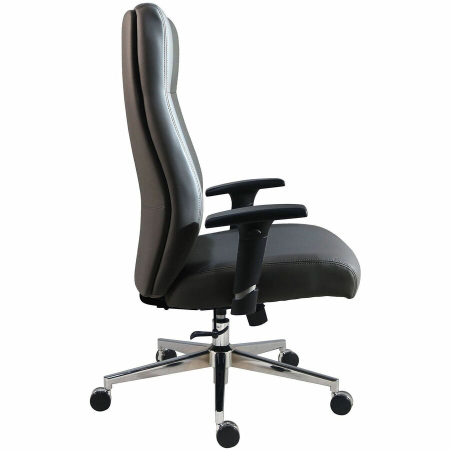 Lorell Fuerte Executive High-Back Chair with Adjustable Arms - High Back - Black - Poly, Polyurethane - Armrest - 1 Each