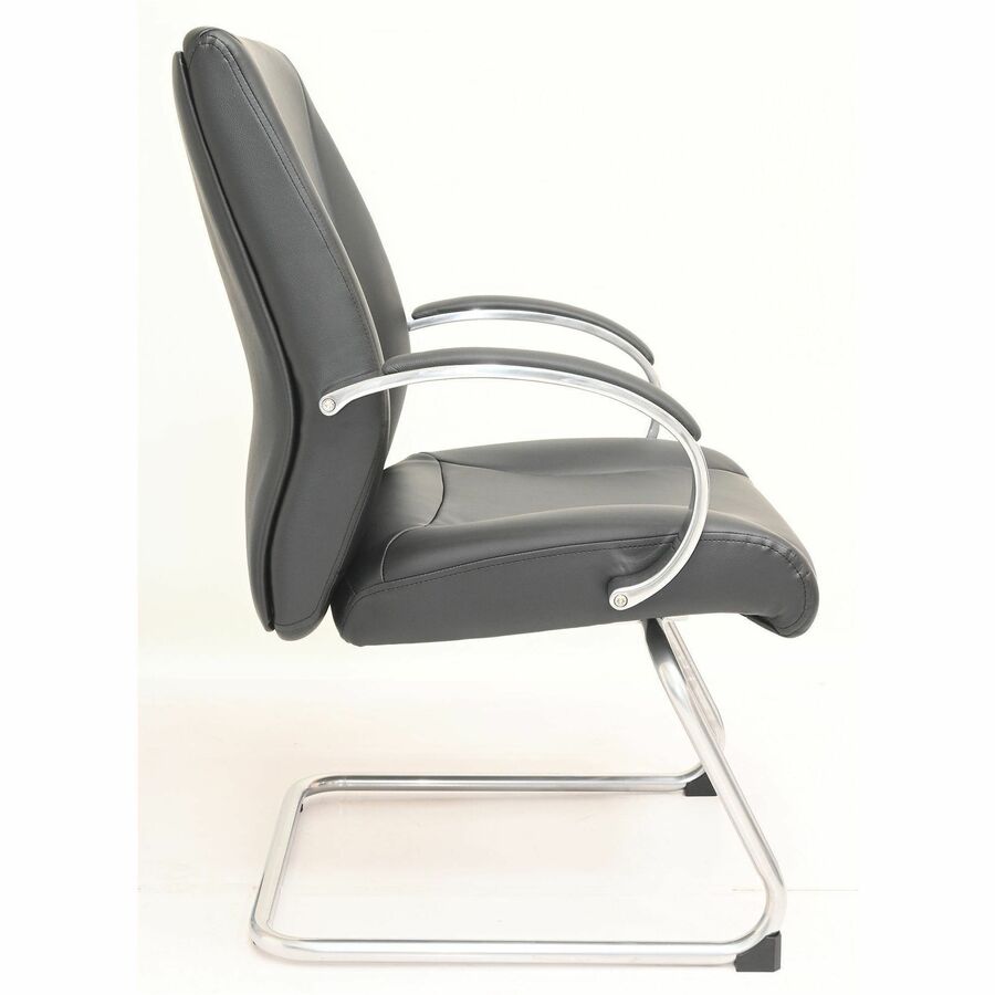 Lorell Pike Executive Guest Chair - Low Back - Cantilever Base - Black - Polyurethane - Armrest - 1 Each