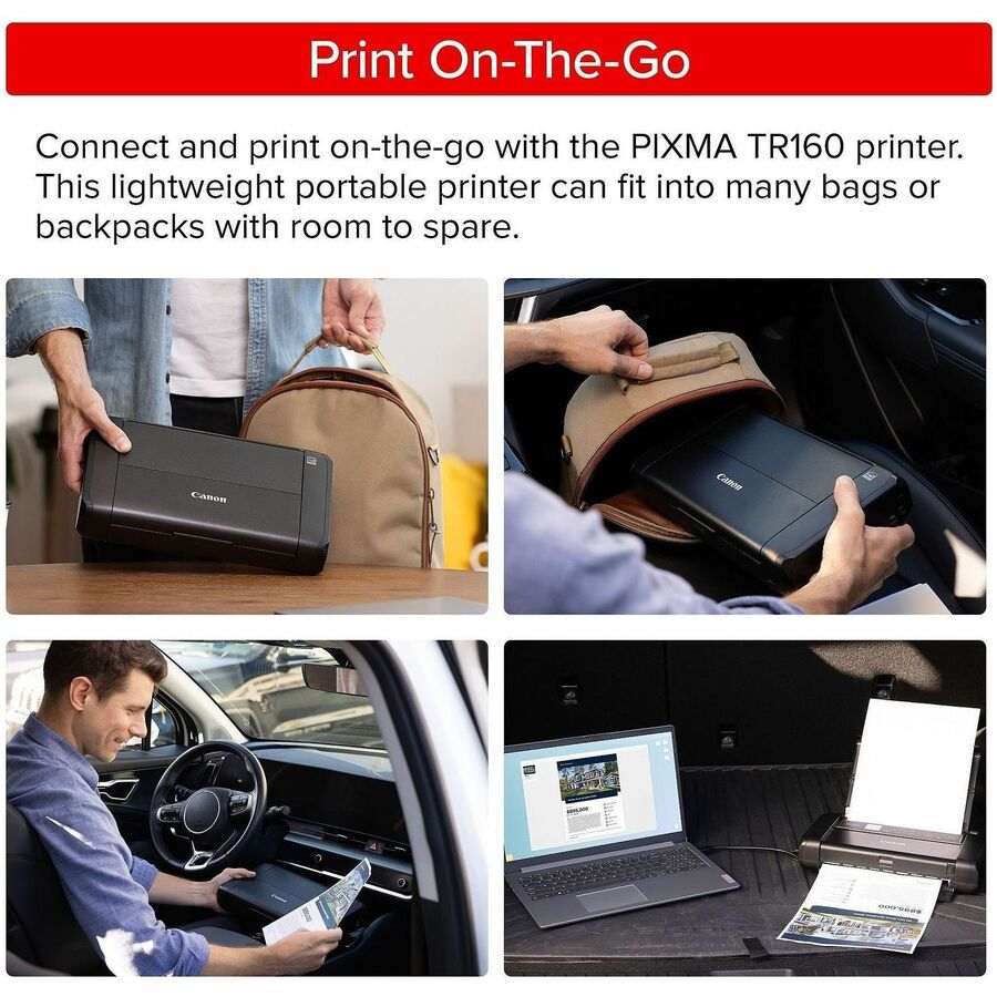 Canon PIXMA TR160 Portable Wired/Wireless Inkjet Printer - Color - 4800 x 1200 dpi Print - 50 Sheets Input - Wireless LAN - Apple AirPrint, Canon PRINT App, Mopria Print Service, Wi-Fi Direct, PIXMA Cloud Link, Canon Print Service Plug-in, Canon Creati...