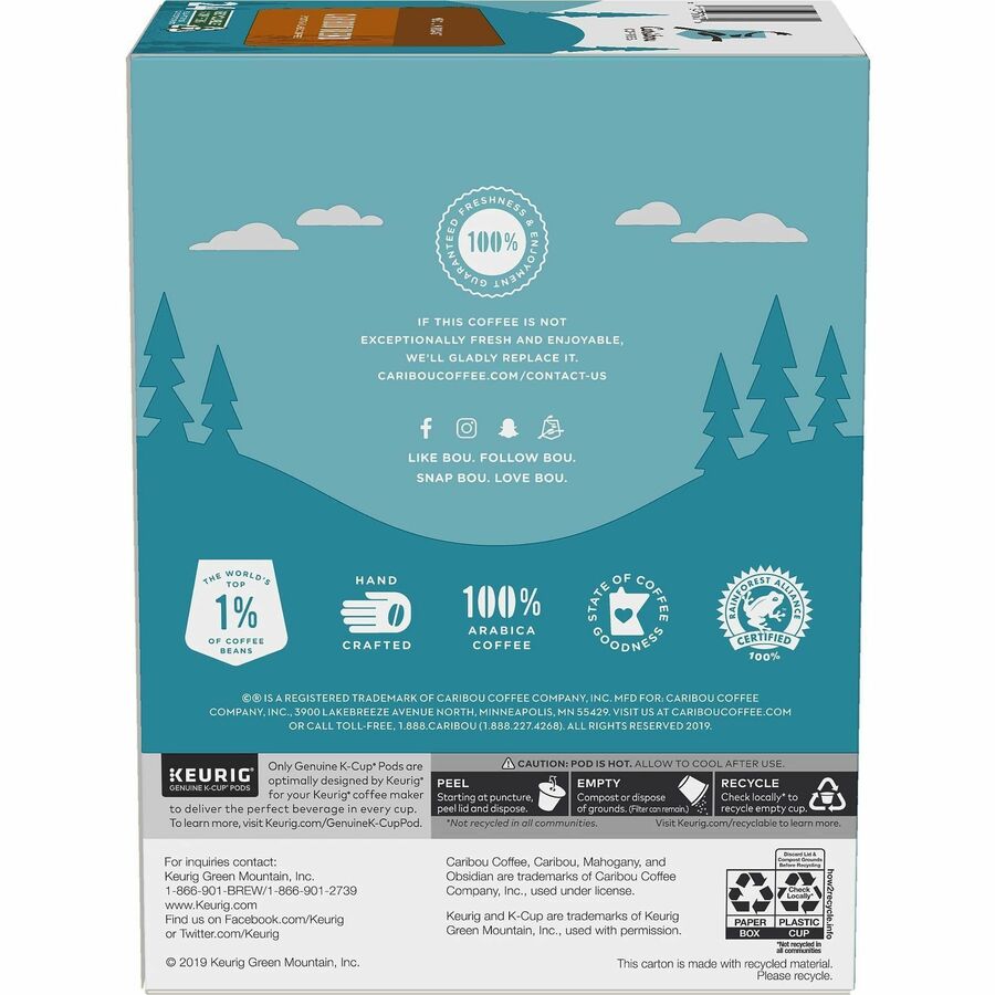 Caribou Coffee® K-Cup Blend Coffee - Compatible with Keurig K-Cup Brewer - 24 K-Cup - K-Cup - Caribou Blend - 4 / Carton