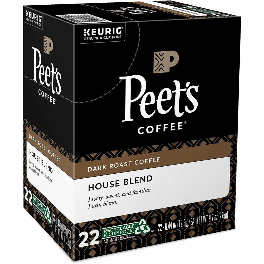 Peet's Coffee® K-Cup House Blend Coffee - Compatible with Keurig Brewer - Dark - 22 K-Cup - K-Cup - House Blend - 4 / Carton
