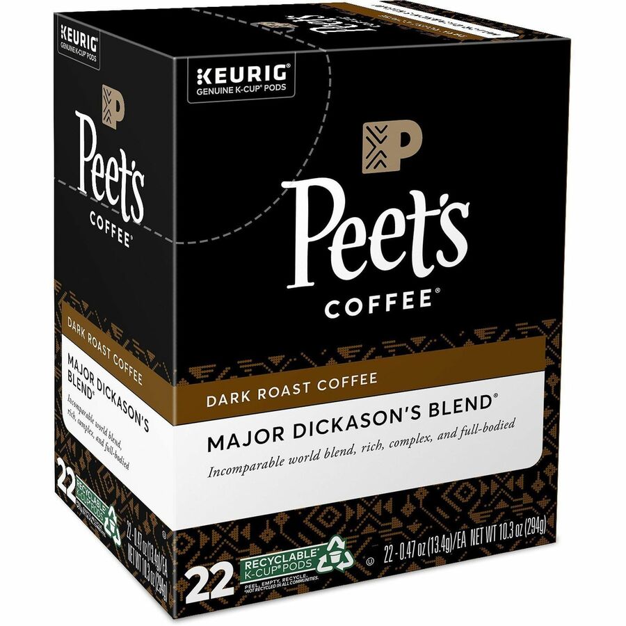 Peet's Coffee™ K-Cup Major Dickason's Blend Coffee - Compatible with Keurig Brewer - Dark - 22 K-Cup - K-Cup - Major Dickason's - 4 / Carton