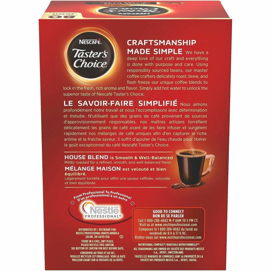 Taster's Choice Instant Original Coffee Packets - Mild - 80 Stick - Instant - House Blend, Original - 6 / Carton