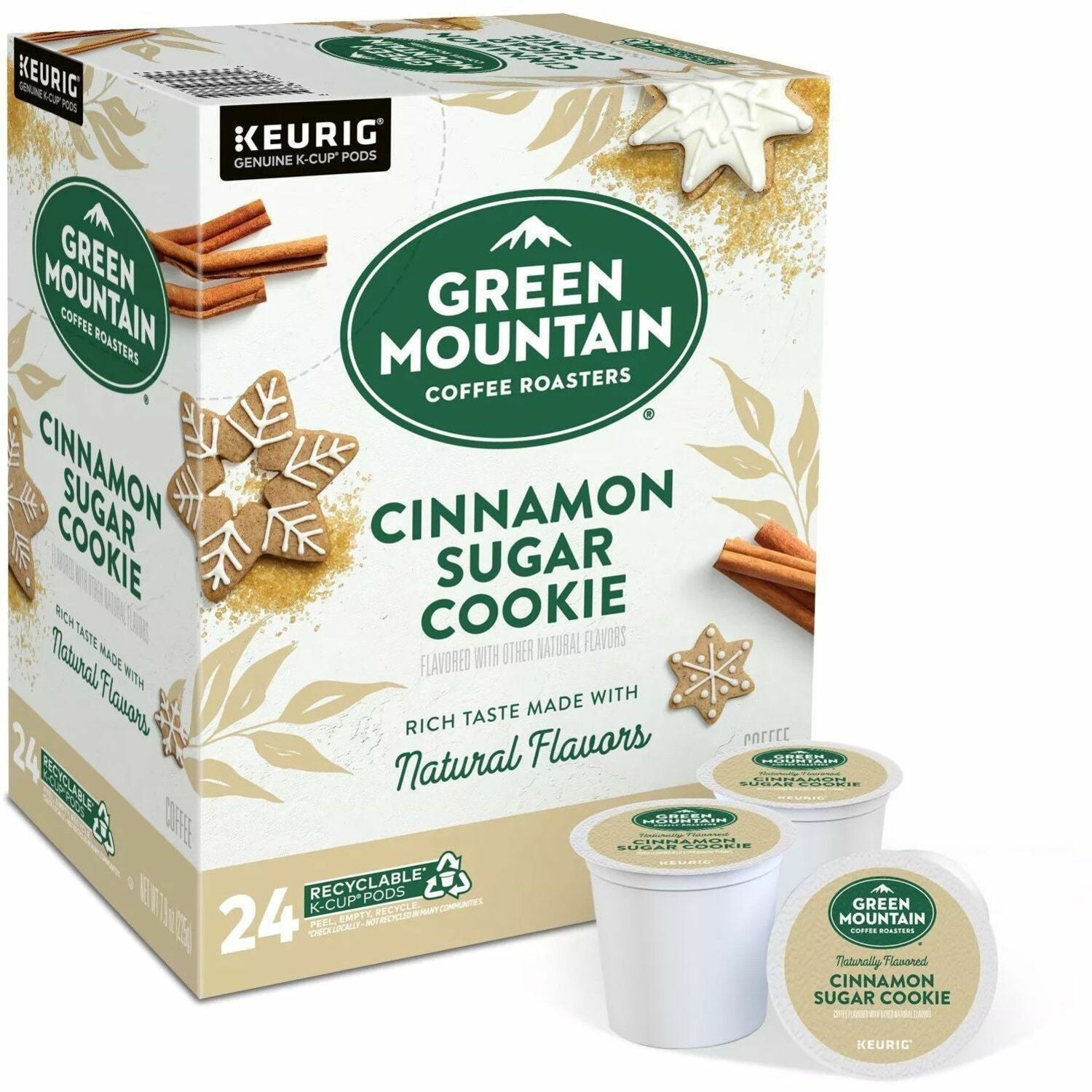 Green Mountain Coffee Roasters® K-Cup, Pod Cinnamon Sugar Cookie Coffee - Compatible with Keurig K-Cup Brewer - Light - 24 K-Cup - K-Cup, Pod - Cinnamon Sugar Cookie - 4 / Carton
