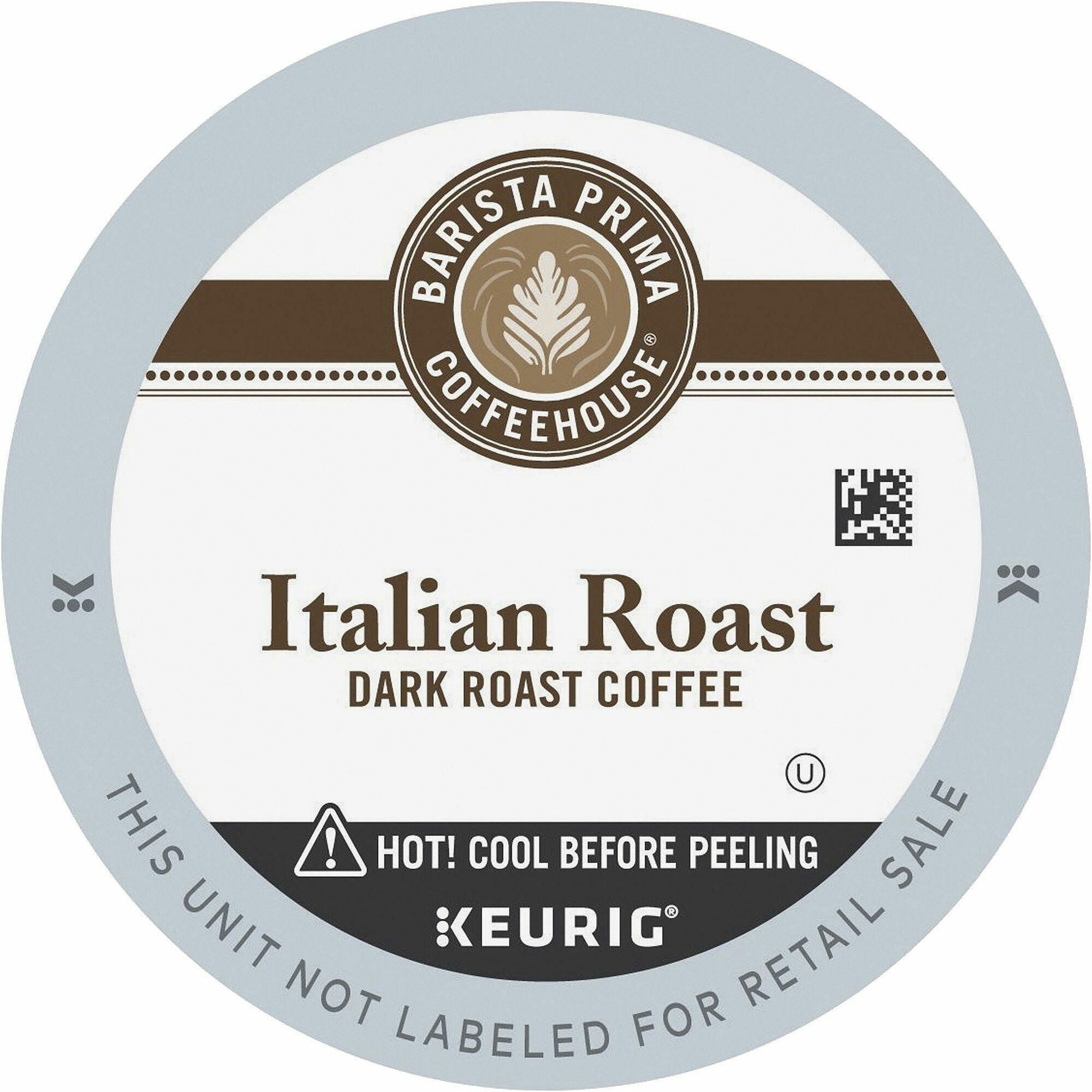 Barista Prima Coffeehouse® K-Cup Italian Roast Coffee - Compatible with Keurig K-Cup Brewer - Dark - 24 K-Cup - K-Cup - Italian Roast, Colombia - Kosher - 4 / Carton