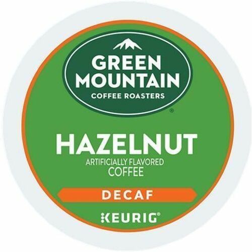 Green Mountain Coffee Roasters® K-Cup, Pod Hazelnut Decaf Coffee - Compatible with Keurig K-Cup Brewer - Light - 24 K-Cup - K-Cup, Pod - Hazelnut, Decaf - Decaffeinated - 4 / Carton
