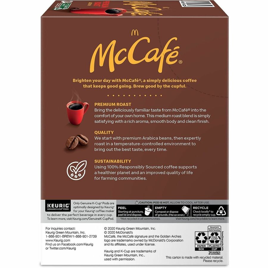 McCafé® K-Cup Premium Roast Coffee - Compatible with Keurig K-Cup Brewer - Medium - 24 K-Cup - K-Cup - Premium Roast - 4 / Carton