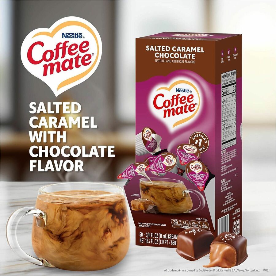 Coffee mate Salted Caramel Choc. Creamers - Salted Caramel Chocolate Flavor - 1 Serving - 50/Box - 4 / Carton