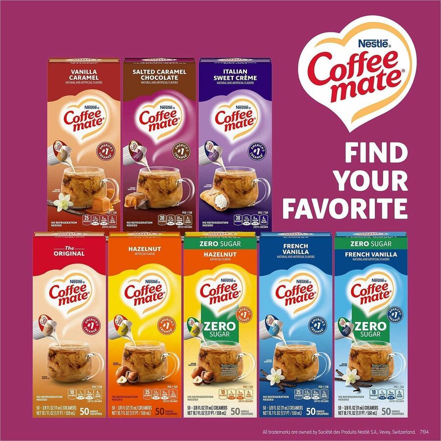 Coffee mate Salted Caramel Choc. Creamers - Salted Caramel Chocolate Flavor - 1 Serving - 50/Box - 4 / Carton