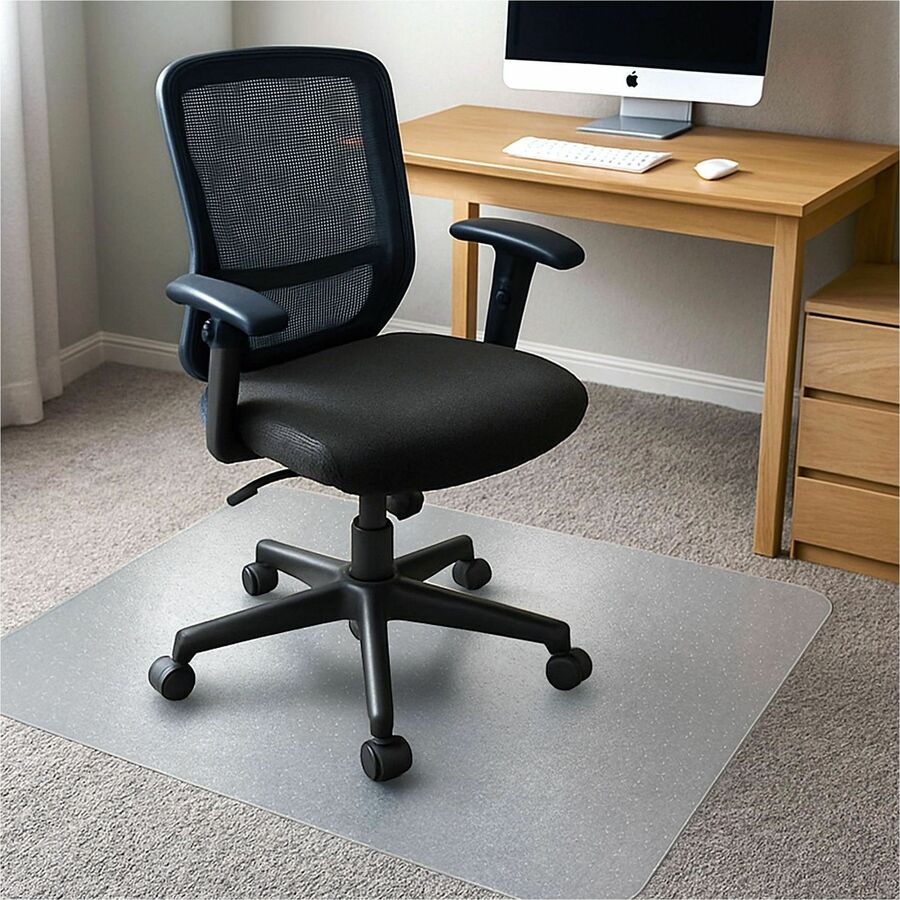 Floortex Cleartex TrYlok Chair Mat - Carpeted Floor, Chair, Indoor, Low Pile - 47" Length x 29" Width - Rectangular - Clear - 1 Each