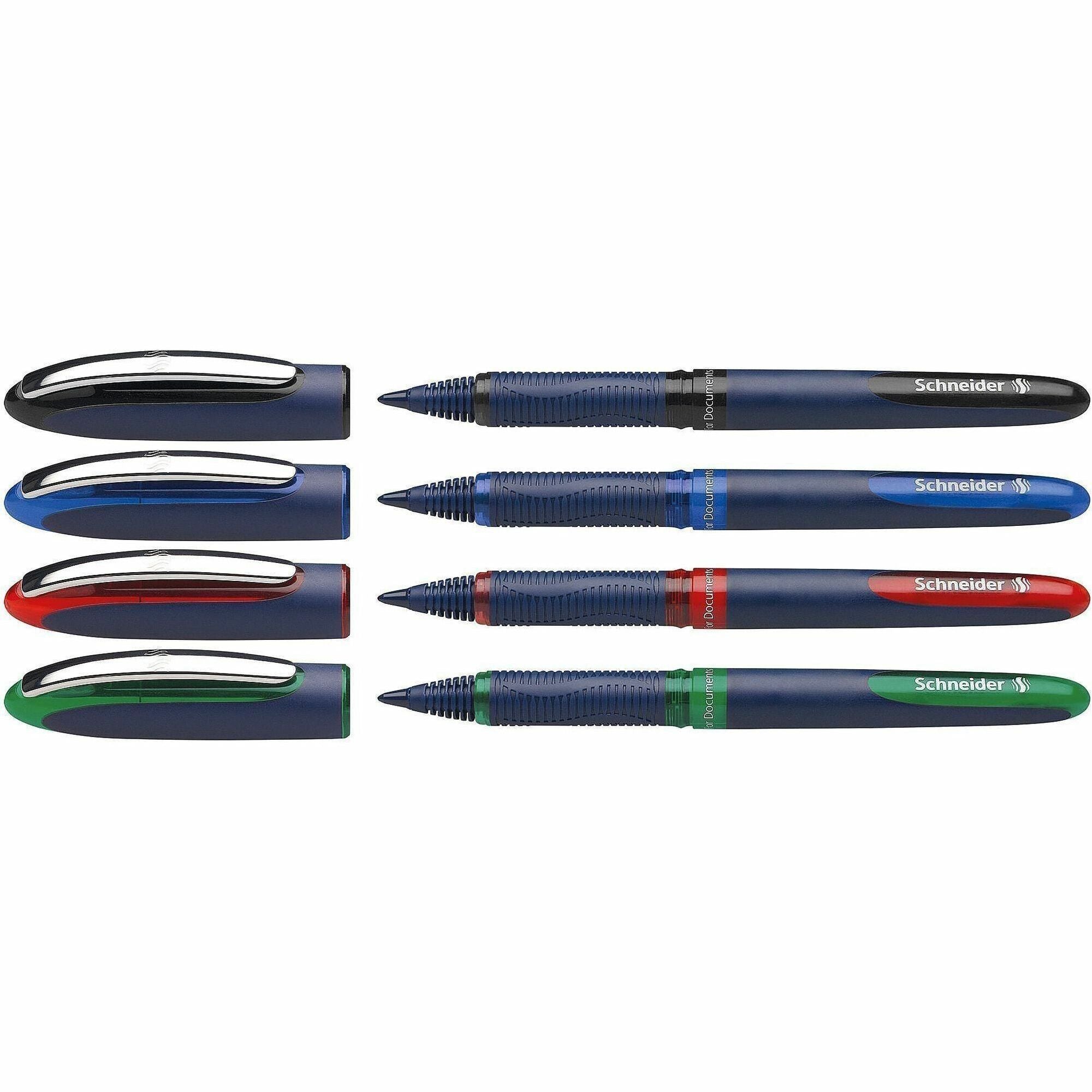 Schneider One Business Rollerball - 0.6 mm Pen Point - Black, Red, Blue, Green Ink - Writing, Document - 1 Each