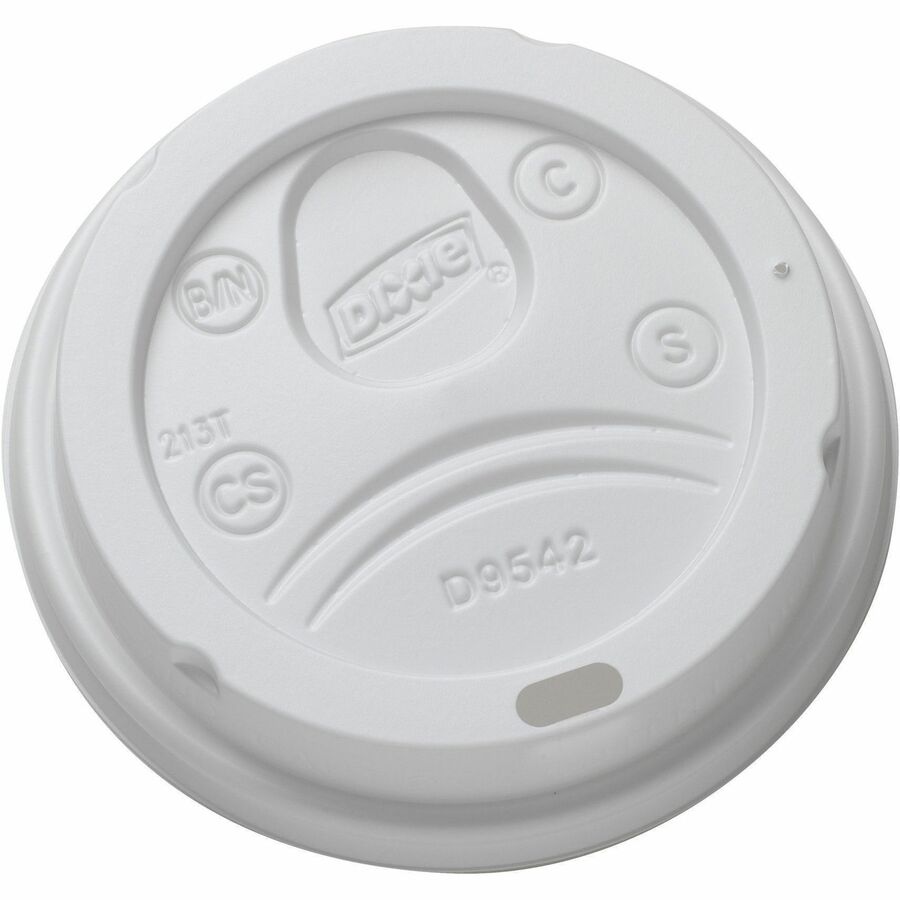 Dixie Hot Cup Lid - Dome - Plastic - White - 100 Lids/Pack - 10 / Carton