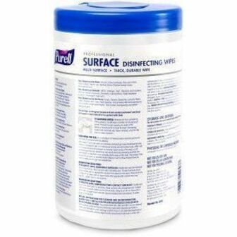 PURELL® Professional Surface Disinfect Wipes - For Hard Surface, Desk - Wipe - Fresh Citrus Scent - 8" Length x 7" Width - Recommended For: Bacteria Remover, Virus Remover - Disinfectant, No-rinse, Durable, Bleach-free, Fume-free - White - 110/Tub ...