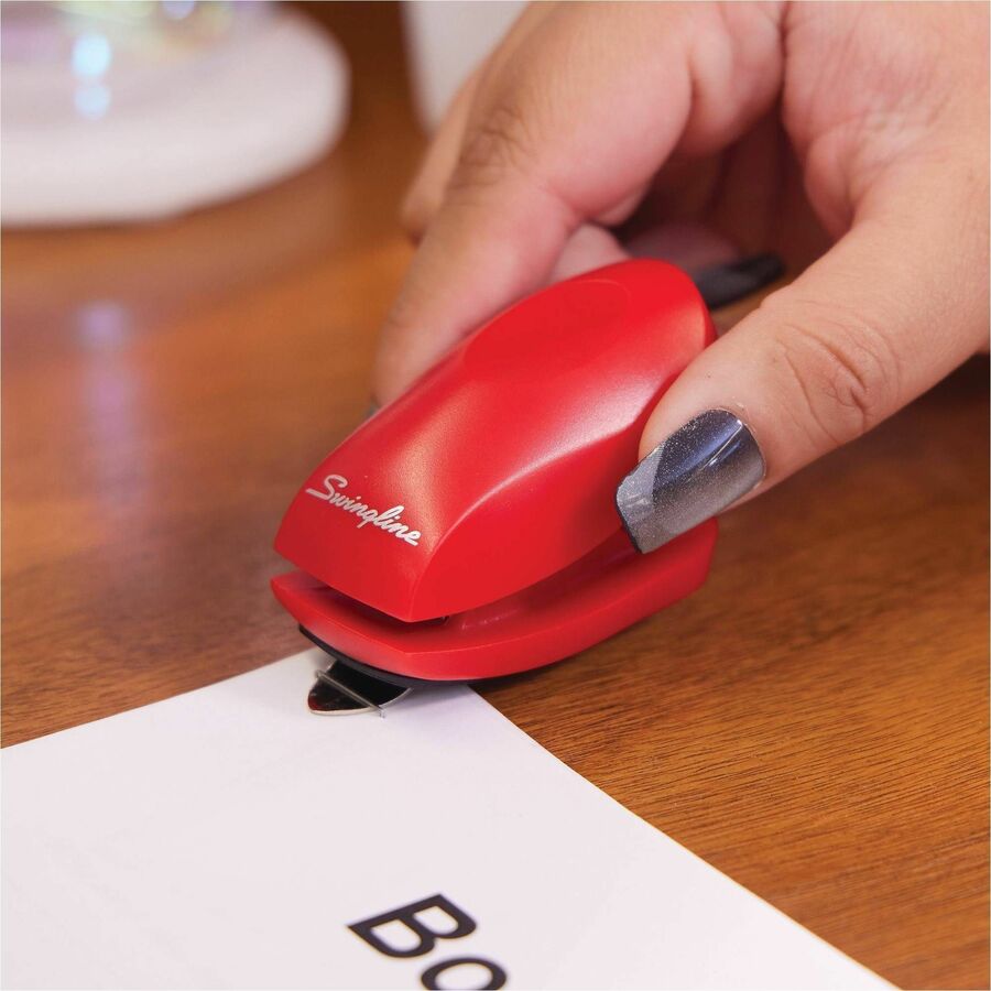 Swingline Tot Mini Stapler with Staples - Staples Upto 12 Sheet - Mini - Rio Red - 1 Each