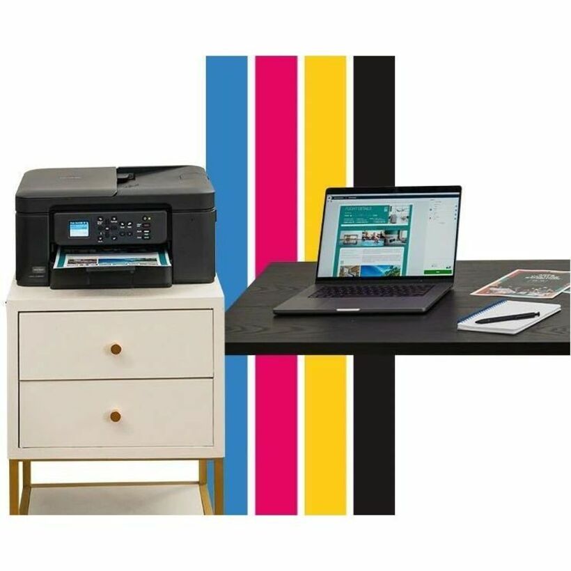 Brother Work Smart MFC-J1360DW Wired & Wireless Inkjet Multifunction Printer - Color - Black - Copier/Printer/Scanner - 16 ppm Mono/9 ppm Color Print - 1200 x 6000 dpi Print - Automatic Duplex Print - Up to 2000 Pages Monthly - ADF, Flatbed Scanner - 1...
