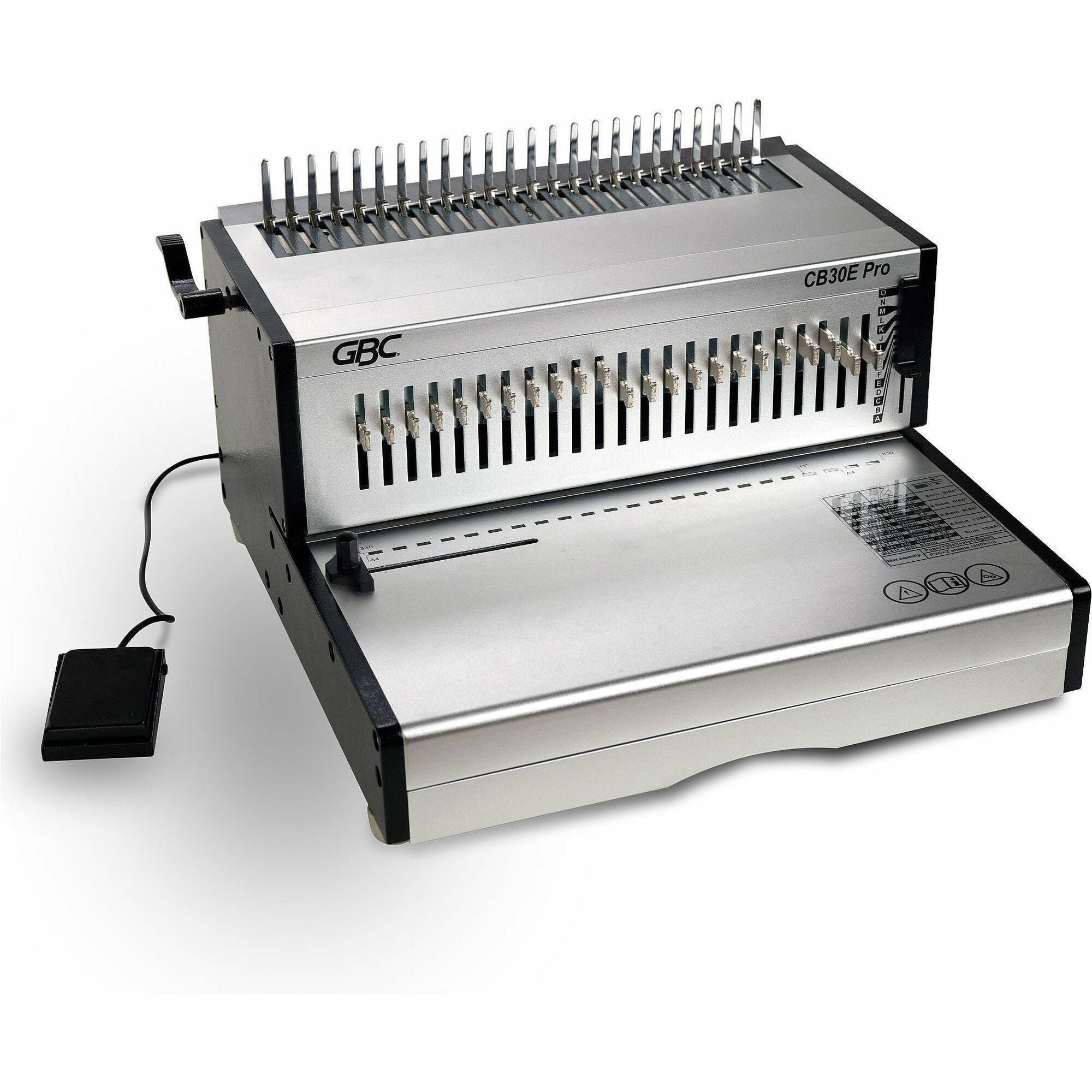 GBC CombBind CB30E Pro Punch/Bind Machine - CombBind - 500 Sheet(s) Bind - 30 Punch - 12.5" Height x 18.7" Width x 20.1" Depth - Gray