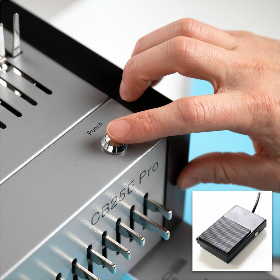 GBC CombBind CB25E Pro Punch/Bind Machine - CombBind - 500 Sheet(s) Bind - 25 Punch - 9.9" Height x 15.4" Width x 13.9" Depth - Gray