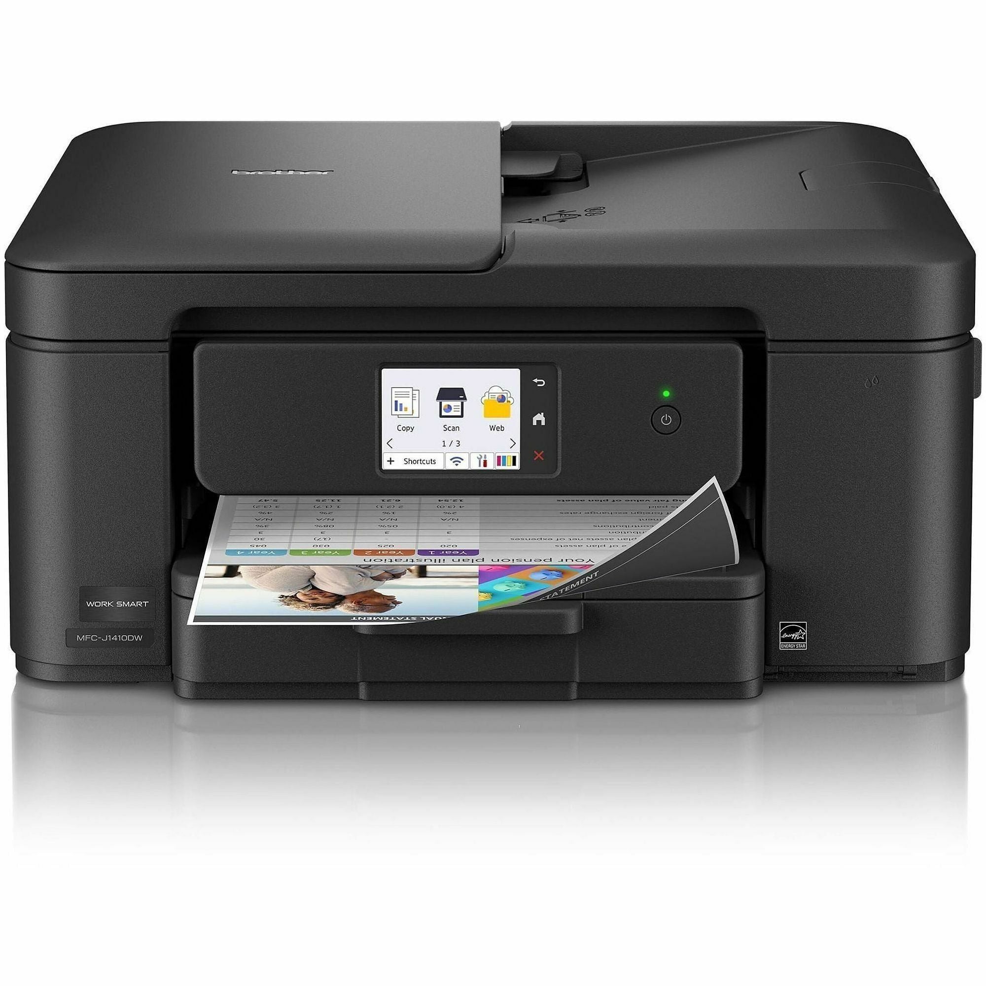 Brother Work Smart MFC-J1410DW Wired & Wireless Inkjet Multifunction Printer - Color - Copier/Printer/Scanner - 16 ppm Mono/9 ppm Color Print - 1200 x 6000 dpi Print - Automatic Duplex Print - Up to 2500 Pages Monthly - ADF Scanner - 1200 x 600 dpi Opt...