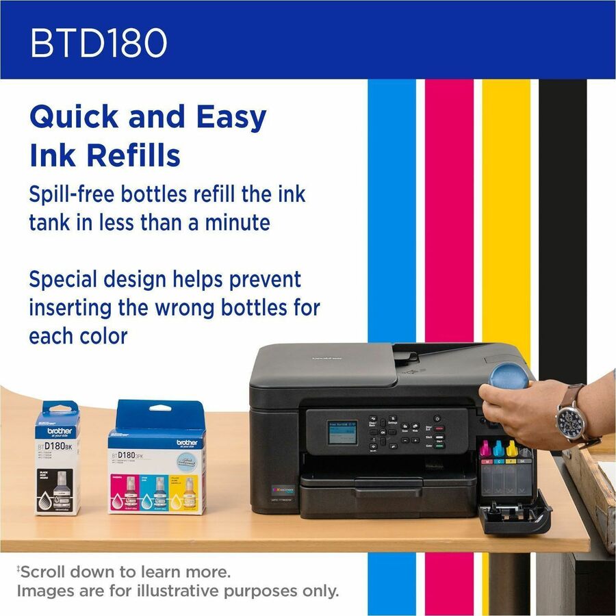 Brother Genuine BTD180Y High Yield Yellow Ink Bottle - Inkjet - Yellow - 5000 Pages Yellow - 48.8 mL - High Yield - 1 Each