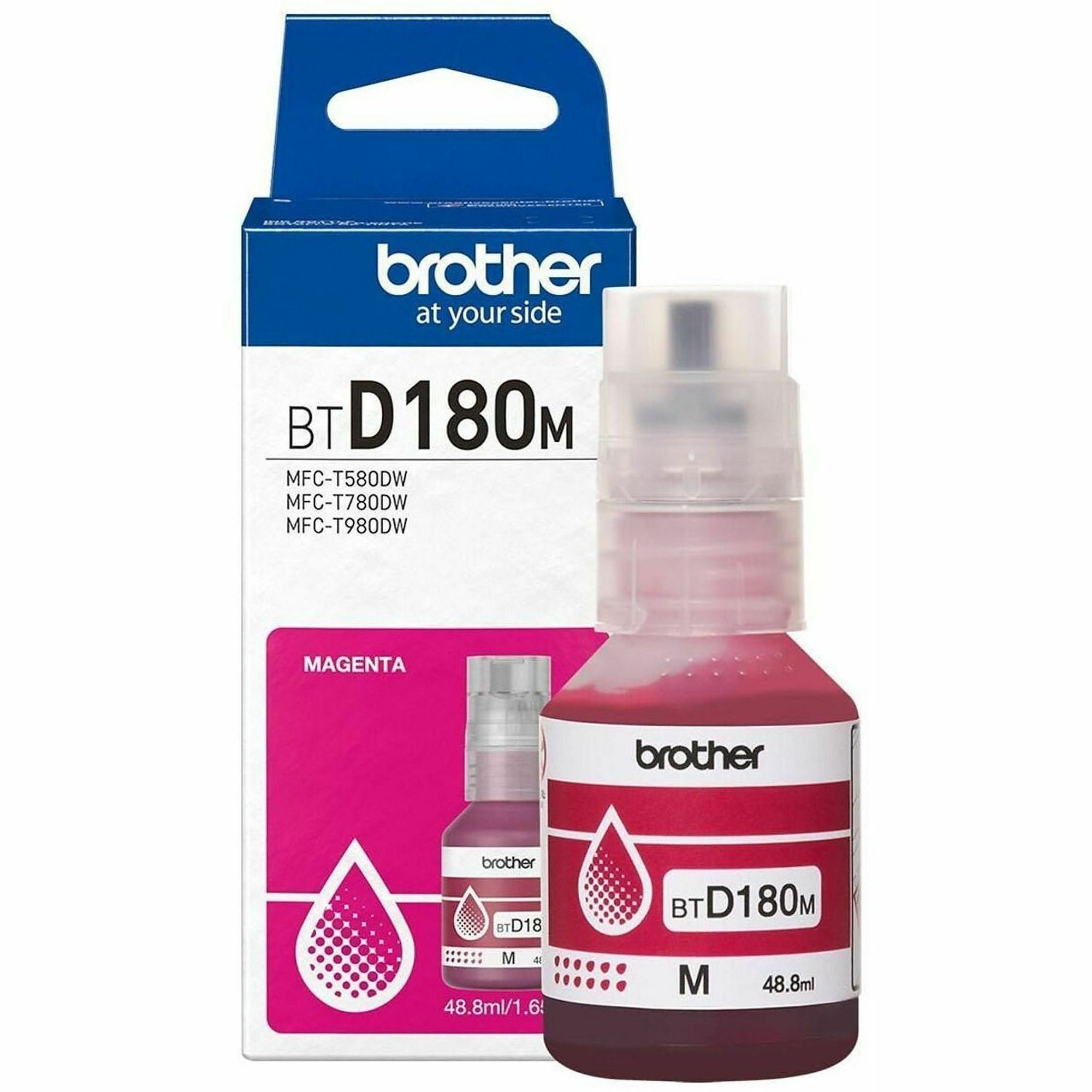 Brother Genuine BTD180M High Yield Magenta Ink Bottle - Inkjet - Magenta - 5000 Pages Magenta - 48.8 mL - High Yield - 1 Each