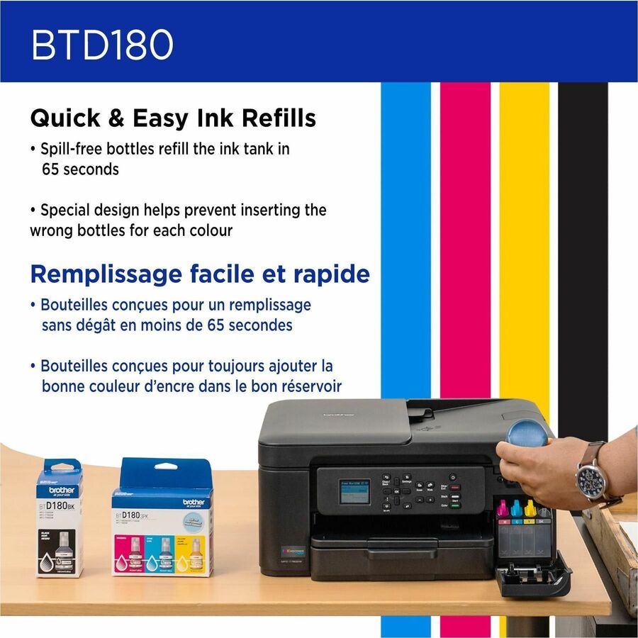 Brother Genuine BTD180C High Yield Cyan Ink Bottle - Inkjet - Cyan - 5000 Pages Cyan - 48.8 mL - High Yield - 1 Each