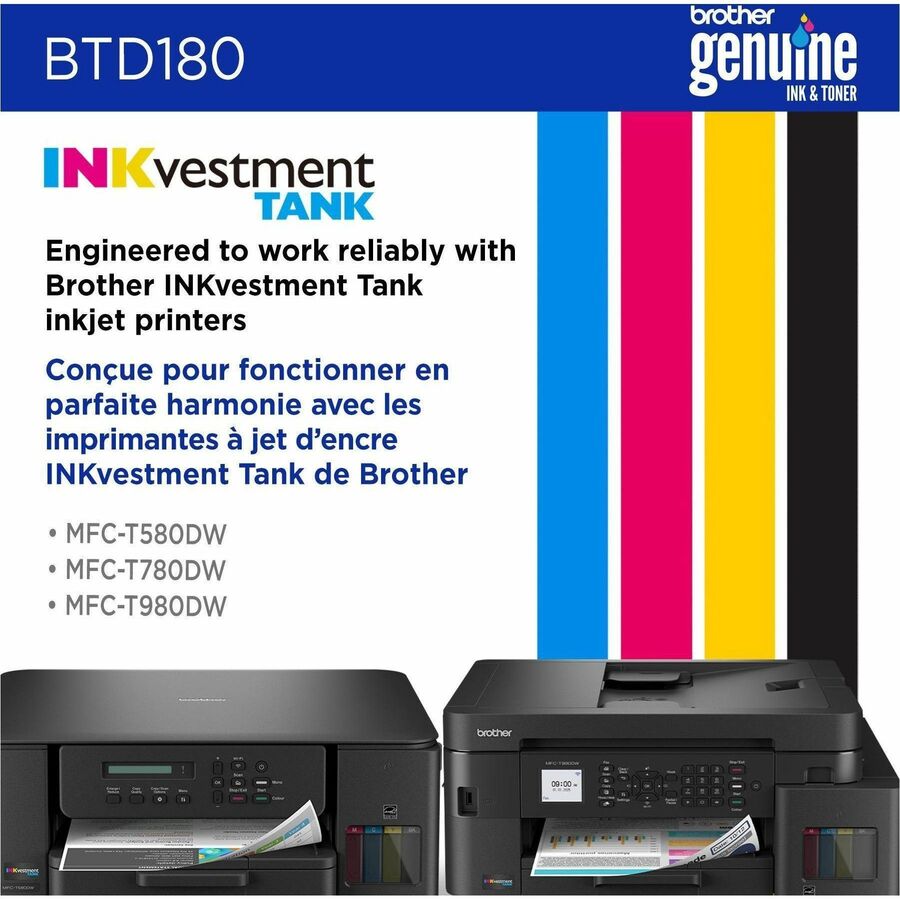 Brother Genuine BTD180C High Yield Cyan Ink Bottle - Inkjet - Cyan - 5000 Pages Cyan - 48.8 mL - High Yield - 1 Each