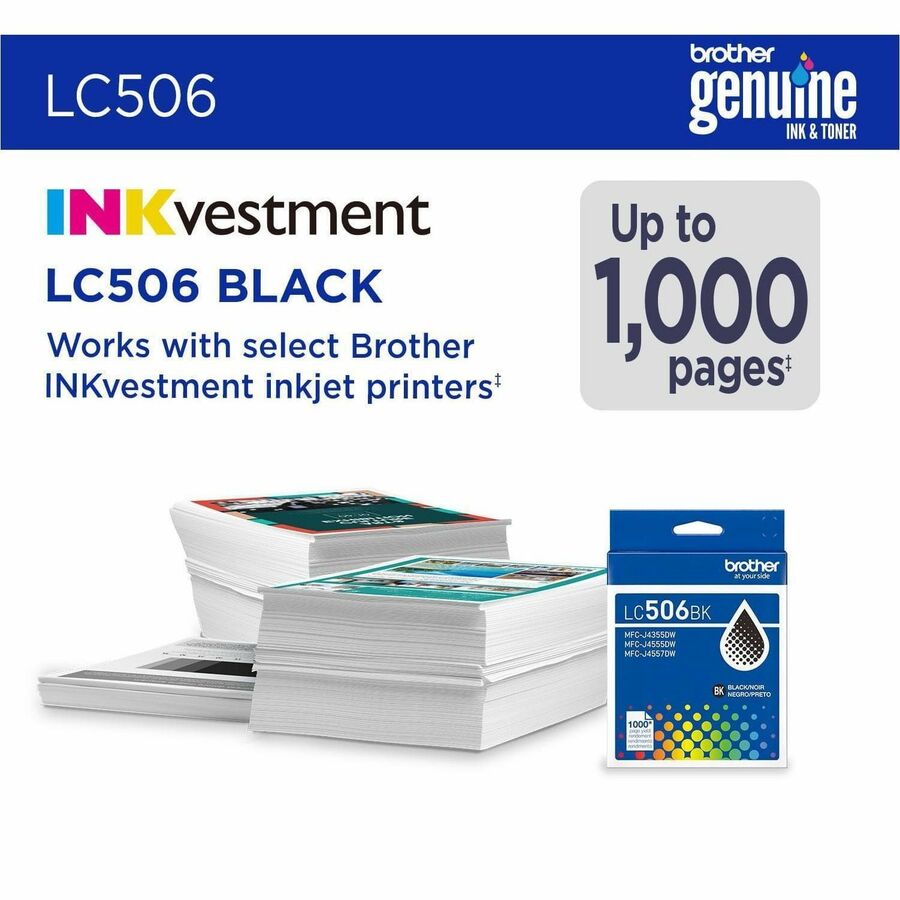Brother LC506BK Original Standard Yield Inkjet Ink Cartridge - Black - 1 Each - 1000 pages