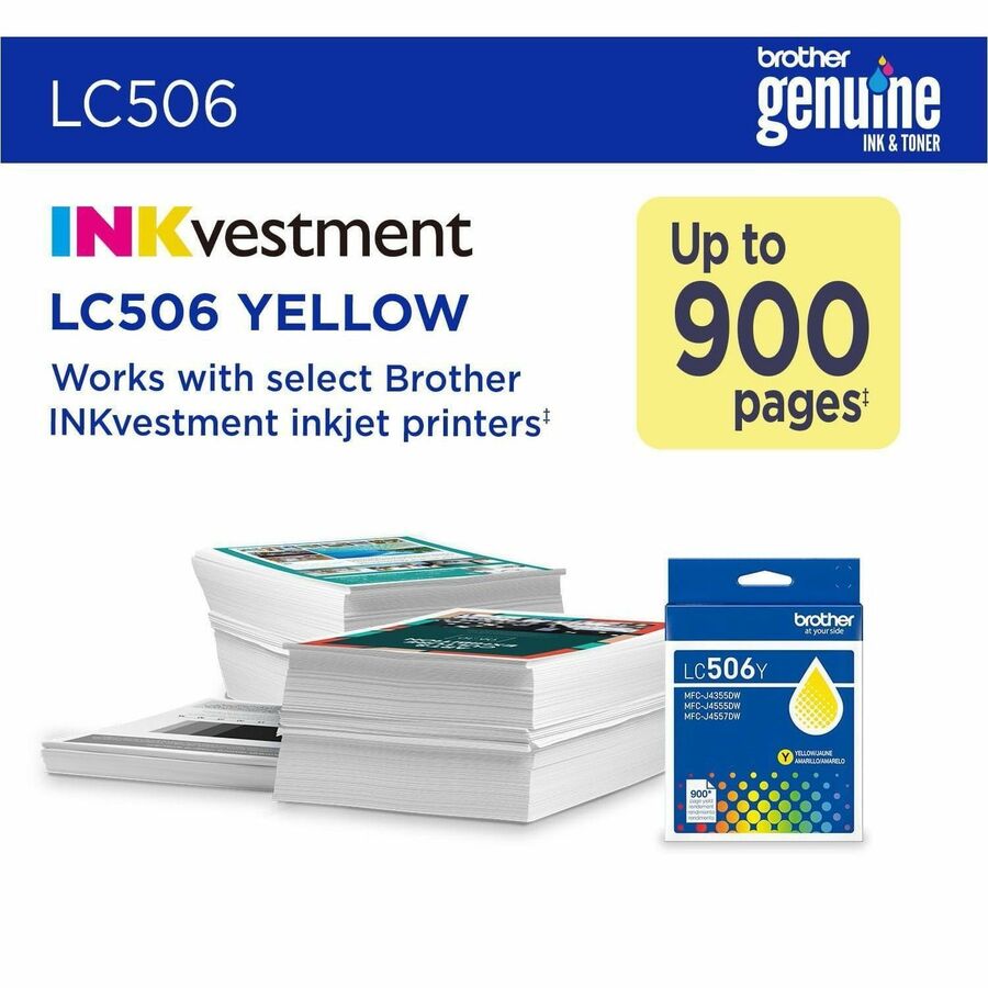 Brother LC506Y Original Standard Yield Inkjet Ink Cartridge - Yellow - 1 Each