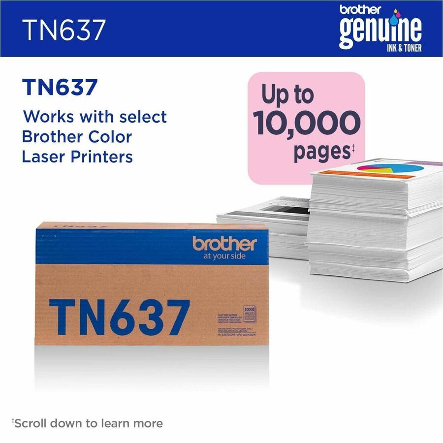Brother TN637M Original Ultra High Yield Laser Toner Cartridge - Magenta - 1 Each - 10000 Pages
