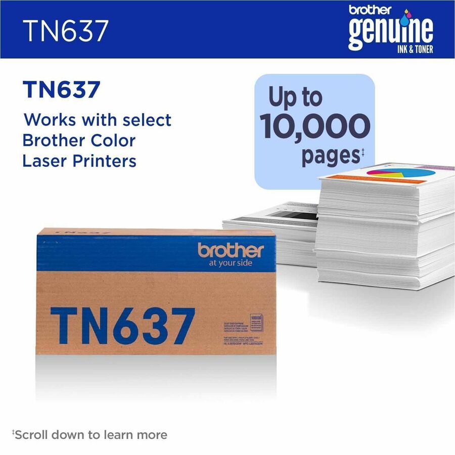 Brother TN637C Original Ultra High Yield Laser Toner Cartridge - Cyan - 1 Each - 10,000 pages