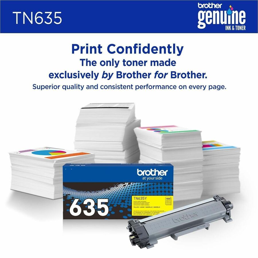 Brother TN635Y Original Standard Yield Laser Toner Cartridge - Yellow - 1 Each - 1800 Pages