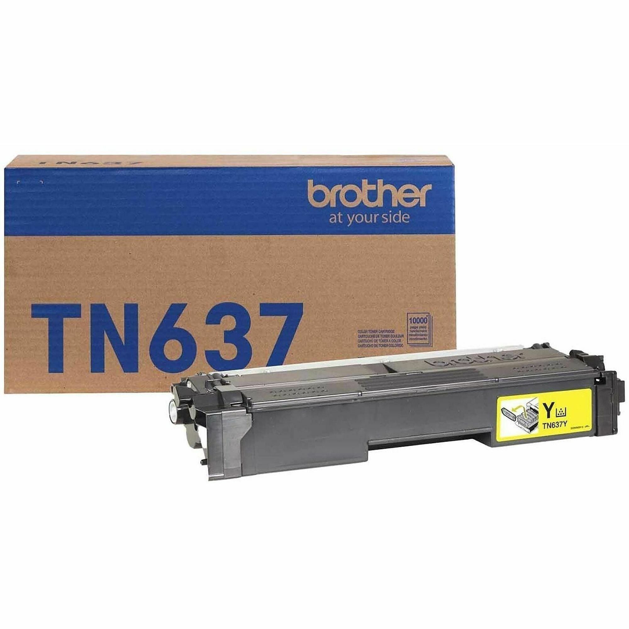 Brother TN637Y Original Ultra High Yield Laser Toner Cartridge - Yellow - 1 Each - 10,000 pages
