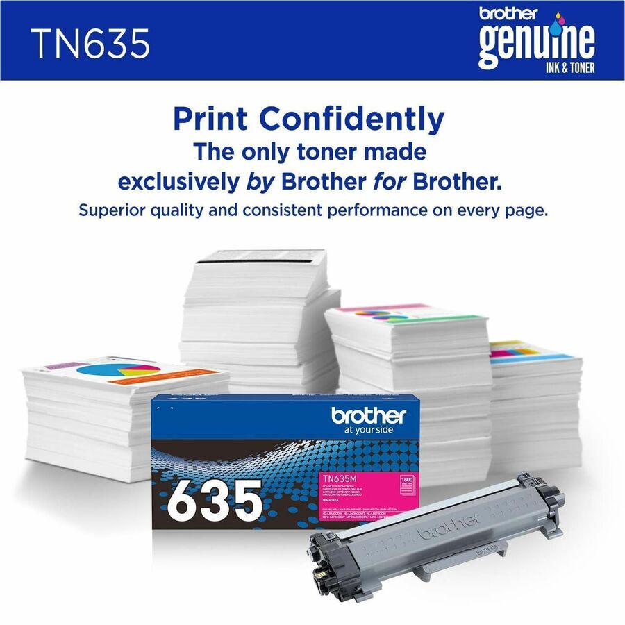 Brother TN635M Original Standard Yield Laser Toner Cartridge - Magenta - 1 Each - 1800 Pages