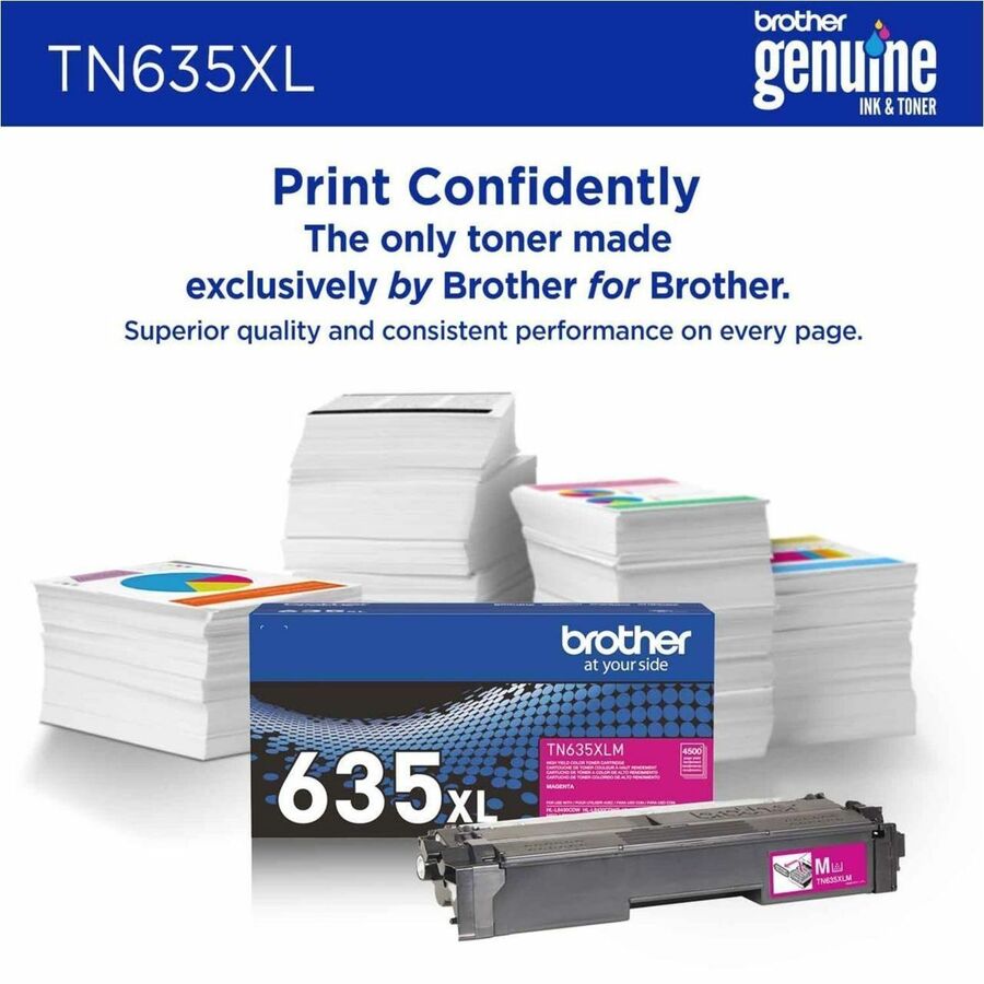 Brother TN635XLM Original High Yield Laser Toner Cartridge - Magenta - 1 Each - 4500 Pages