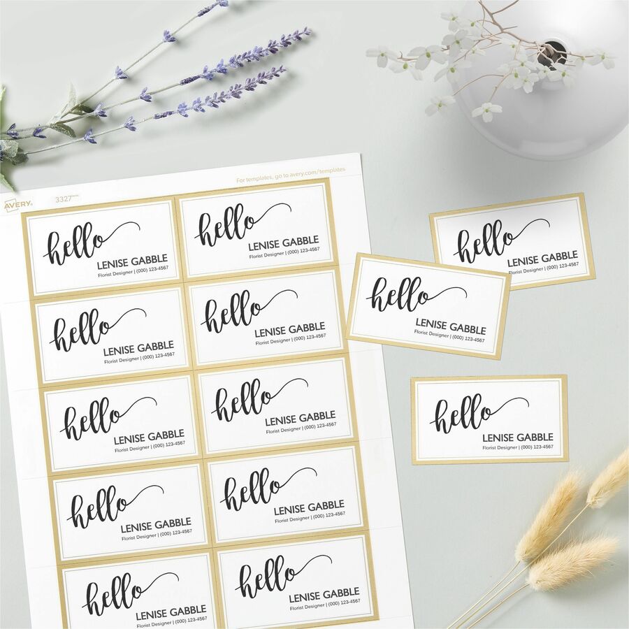 Avery Business Card - 2" x 3 1/2" - 80 lb Basis Weight - 216 g/m² Grammage - Pre-printed, Printable, Double-sided - White - 100 / Pack