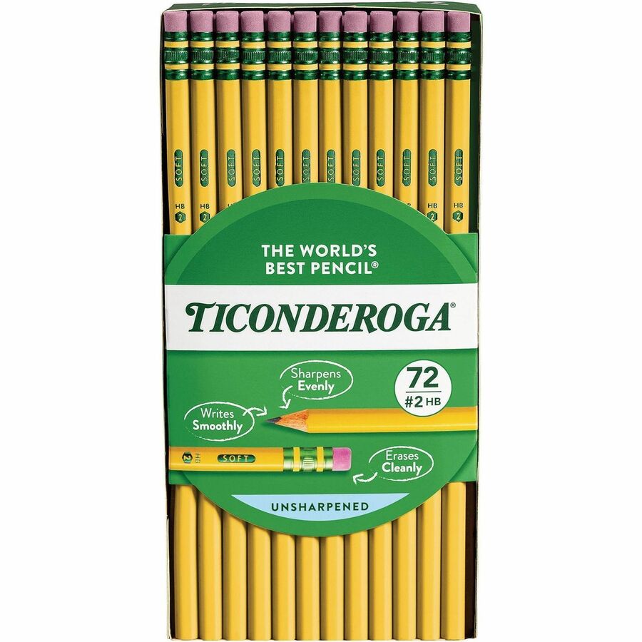 Ticonderoga #2 Pencils - Graphite Lead - #2 - Yellow Barrel - 72 / Pack
