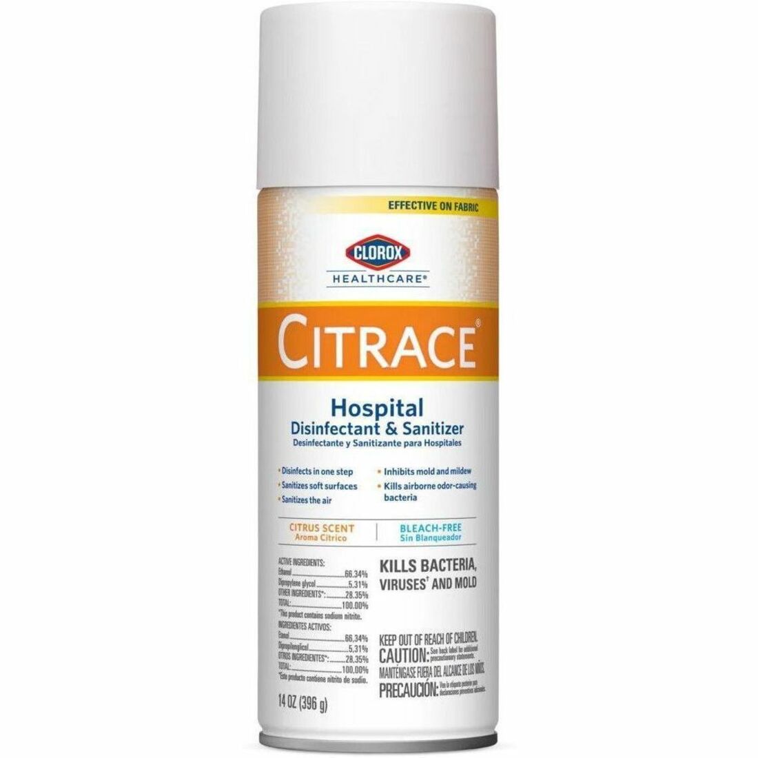 Clorox Healthcare Citrace Hospital Disinfect/Deodorizer - For Multi Surface, Multipurpose - Ready-To-Use - Spray, Aerosol - 14 fl oz (0.4 quart) - Citrus Scent - Recommended For: Bacteria Remover, Odor Remover, Virus Remover, Fungi Remover, Mold Remove...