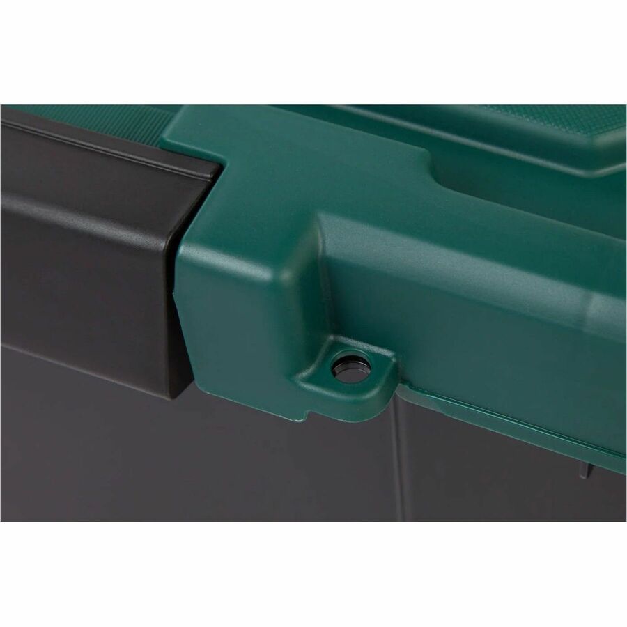 Remington 20QT Store-It-All Tote - Internal Dimensions: 13.75" Length x 8.50" Width x 9.50" Height - External Dimensions: 18.1" Length x 11.6" Width x 10.4" Height - 5 gal - Lid, Buckle Closure - Heavy Duty - Stackable - Black, Green - For Shoes, Makeu...
