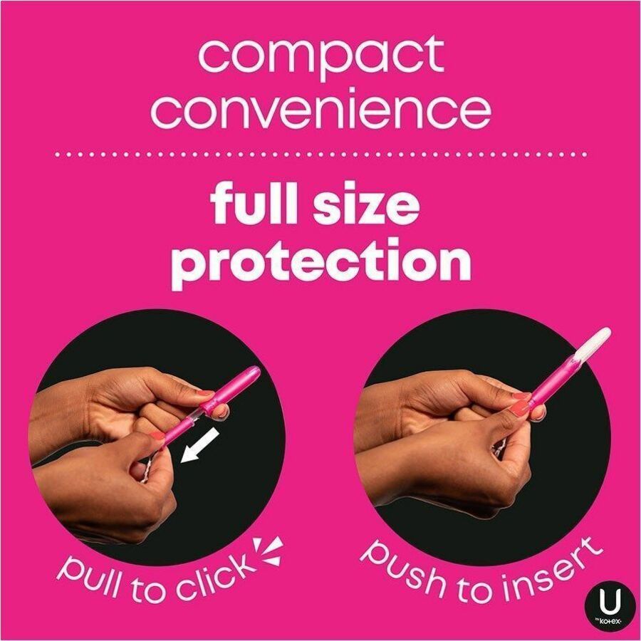 U by Kotex Click Compact Tampons - Regular - Anti-leak, Fragrance-free, Comfortable - 8 / Carton