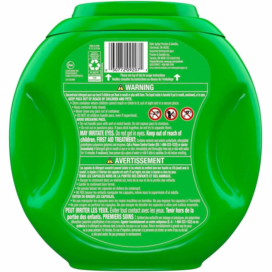 Gain Flings Detergent Pacs - For Multipurpose - Gain, Original Scent - Easy to Use - Green - 76/Pack - 4 / Carton