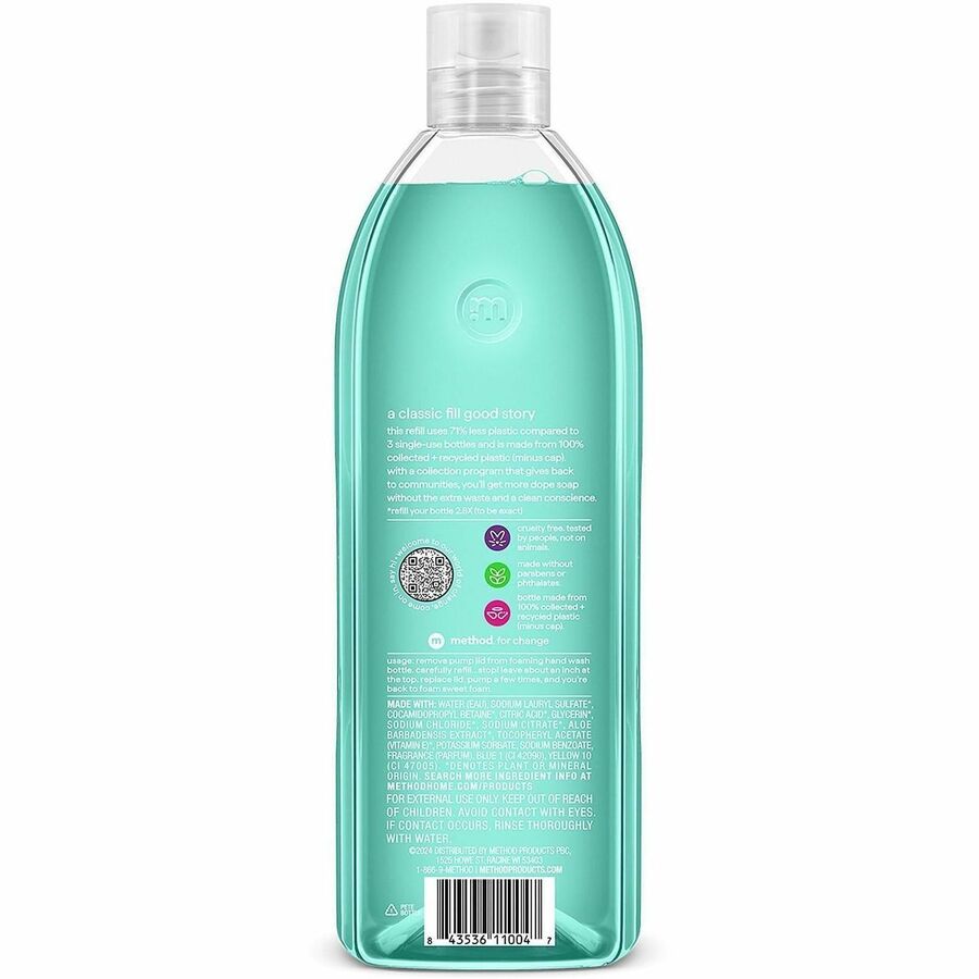 Method Waterfall Foaming Hand Wash Refill - Waterfall Scent - 28 fl oz - Pump Bottle Dispenser - Hand - Blue - Cruelty-free, Paraben-free, Phthalate-free - 1 Each