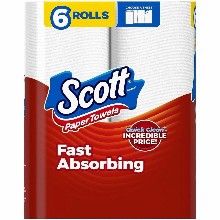 Scott Choose-A-Sheet Paper Towels - 62 Sheets/Roll - White - Paper - 6 / Pack