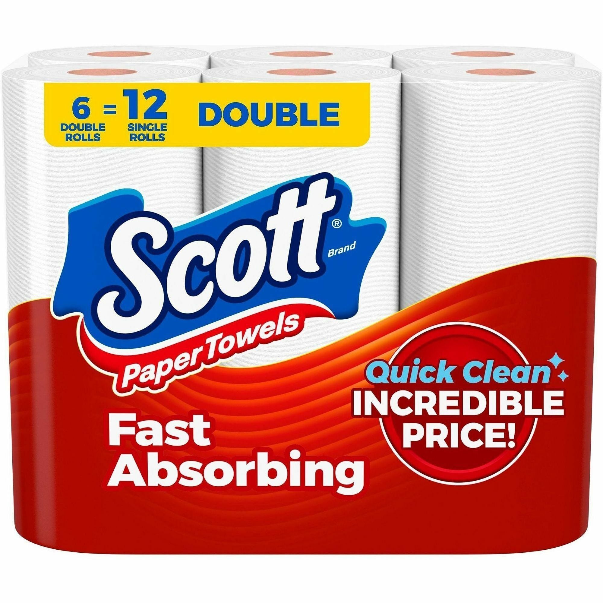Scott Choose-A-Sheet Paper Towels - 108 Sheets/Roll - White - Paper - 6 Rolls Per Container Rolls - 4 / Carton
