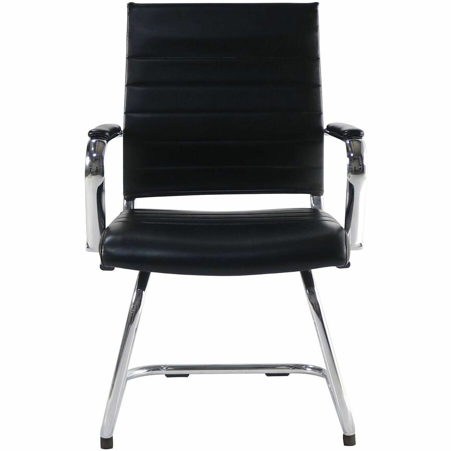 Lorell Tempo Modern Guest Chair - Chrome Frame Material - Cantilever Base - Black - Leather, Chrome - Armrest - 1 Each