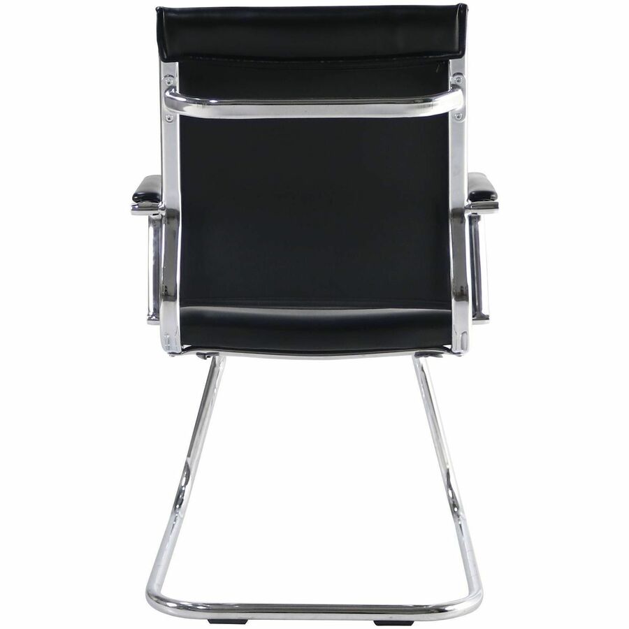 Lorell Tempo Modern Guest Chair - Chrome Frame Material - Cantilever Base - Black - Leather, Chrome - Armrest - 1 Each