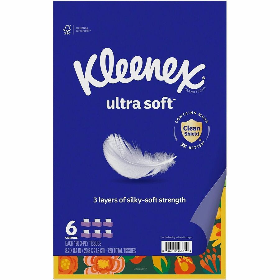 Kleenex Ultra Soft Tissues - 3 Ply - White - 6 / Pack