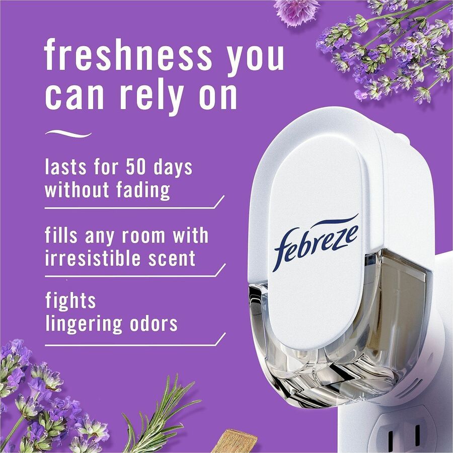 Febreze FadeDefy PLUG Air Freshener - 2.63 oz - Mediterranean Lavender - 50 Day - Odor Neutralizer - 3 / Pack