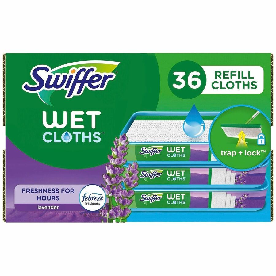 Swiffer Sweeper Wet Mop Cloths - Lavender Scent - 8" Width x 10" Length - Textured - White - 1 Box